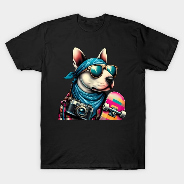 Funny Bull Terrier with Sunglasses T-Shirt by CreativeSparkzz